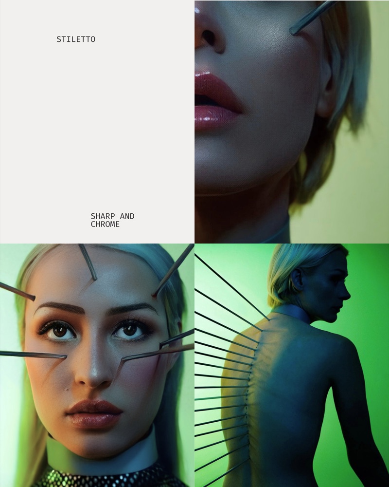 Stiletto — sharp and chrome, editorial stills